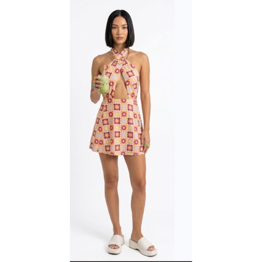 CELANDINE By Anthropologie cut out mini dress multicolor Medium New